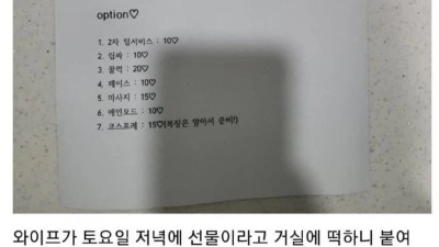 아내가 준비한 19금 메뉴판
