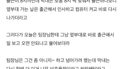 웃자간 팀장한테 들이박은 막내 후기